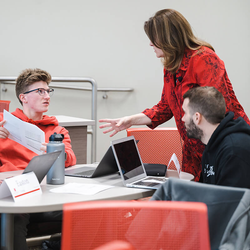 Student works one on one with professor.