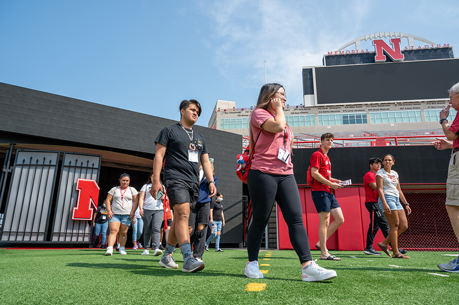 students in memorial stadium