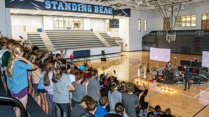 Students at Standing Bear standing with Band