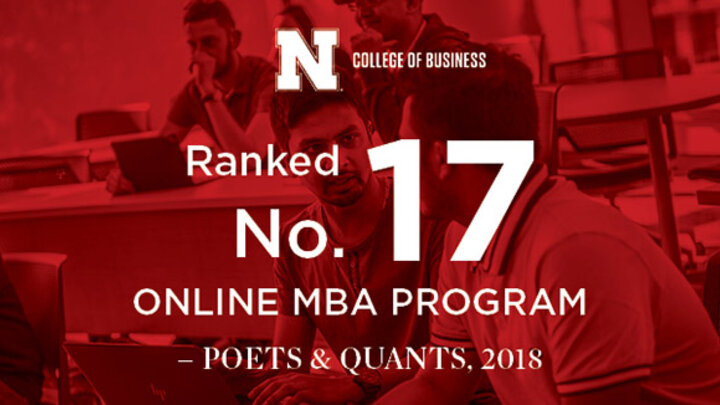 Nebraska ranked No. 17 online MBA program