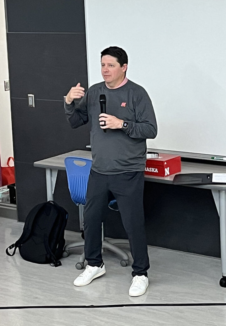 Chad Marsden teaches marketing to Standing Bear High School students.