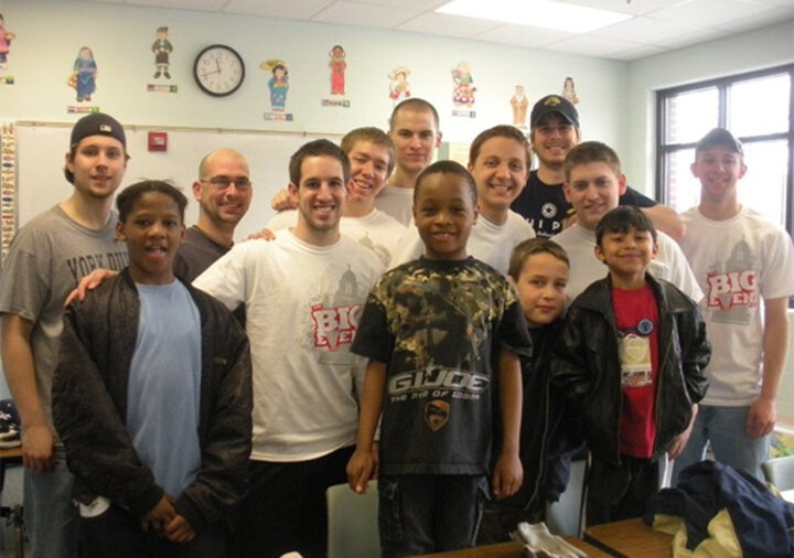 Tim joined the same fraternity, Chi Phi, as his father, and as part of his volunteer work, he tutored and coached local youth (front row, second from left).