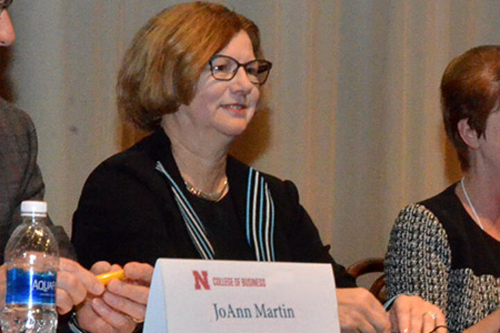JoAnn Martin engages with students at a past Executive Insights.