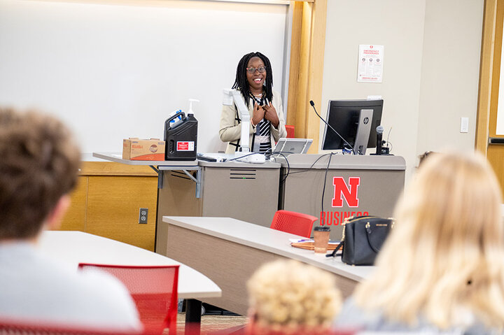 Akinyemi recently returned to campus as a distinguished alum as part of the university's Multicultural Homecoming, where she spoke to students, among other activities during Homecoming Week at Nebraska.