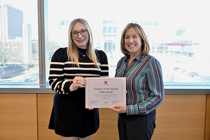 Taylor Streich, sophomore Clifton Builders management major, was named Student of the Month.