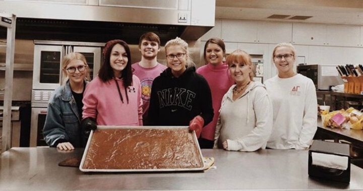 Students help prepare food at the Matt Talbot Kitchen.