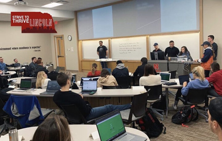 Students review grant submissions.