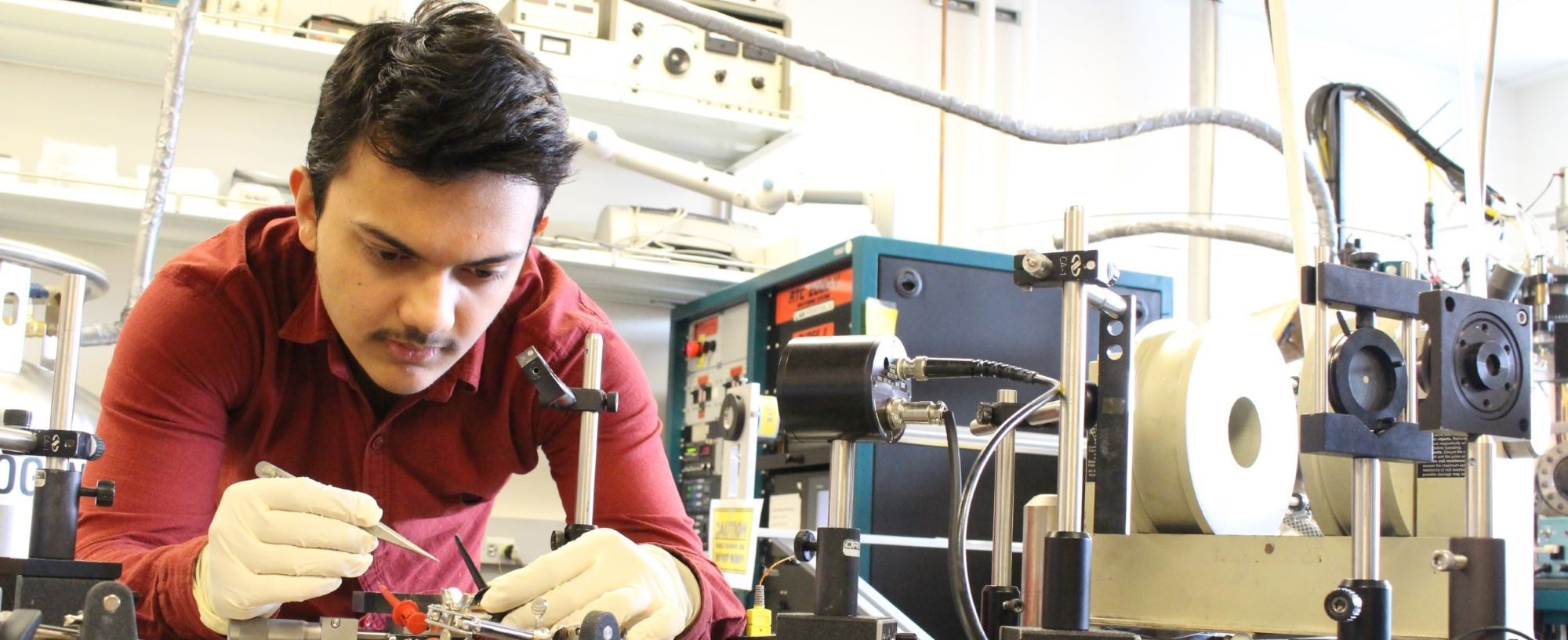 Student working on equipment