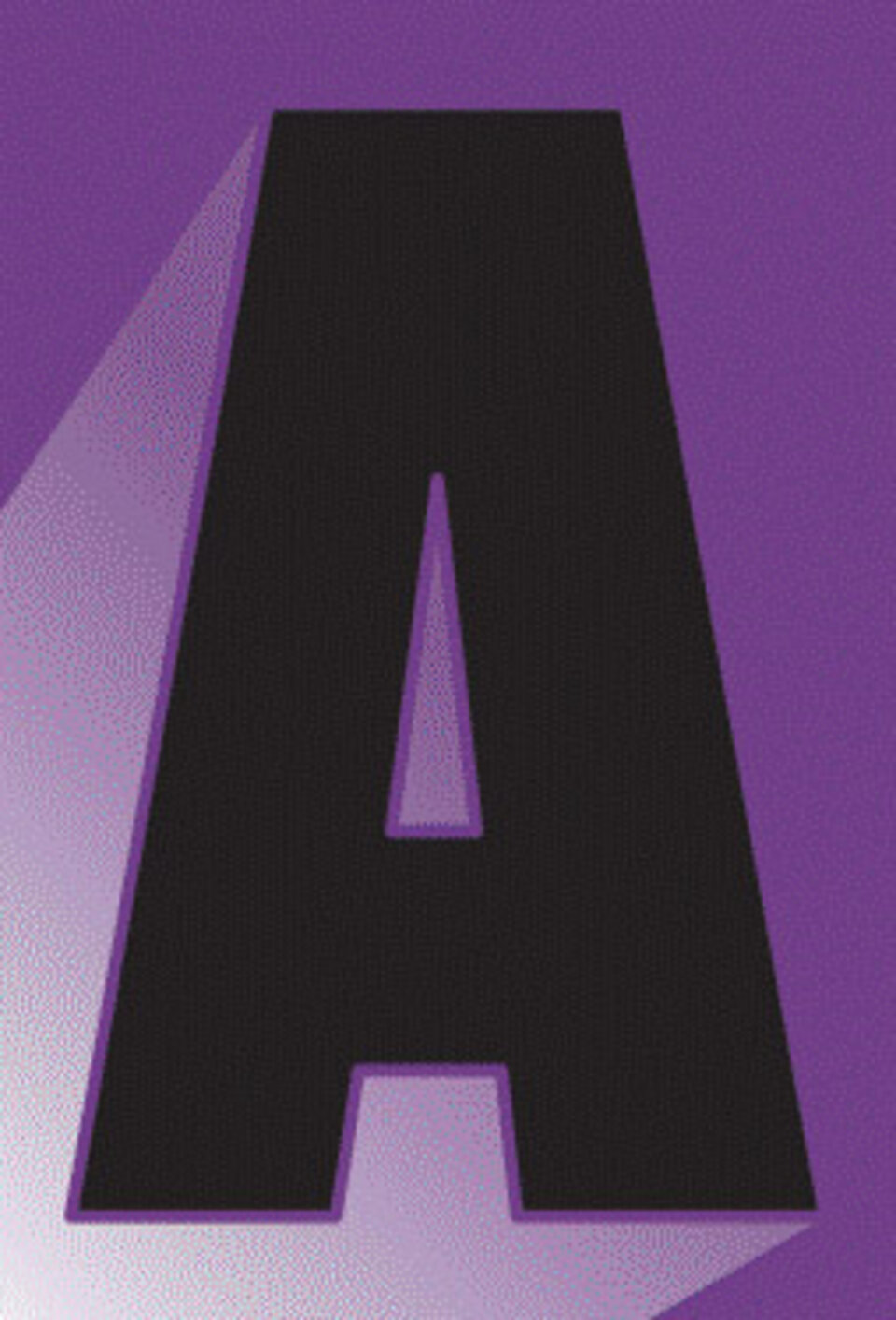 Bold, black letter "A" on a purple background