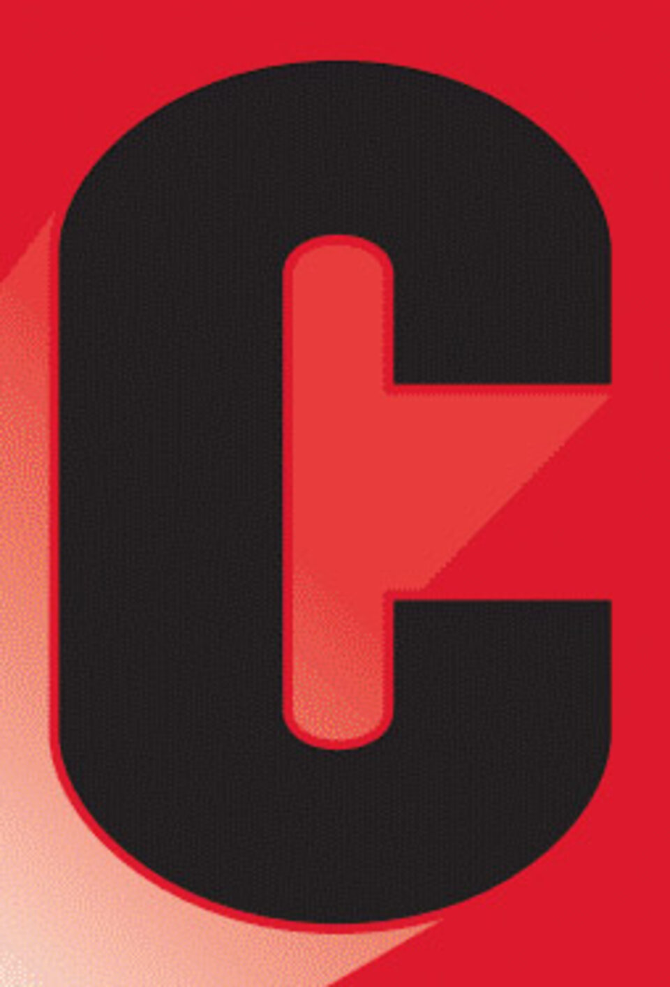 Bold, black letter "C" on a red background