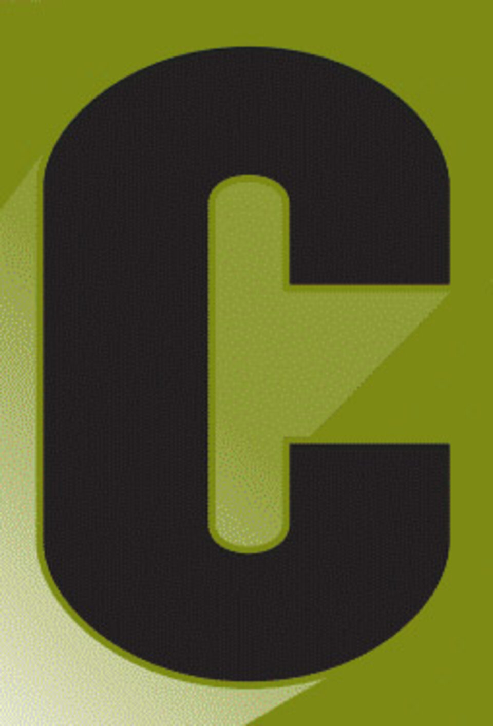 Bold, black letter "C" on an olive green background