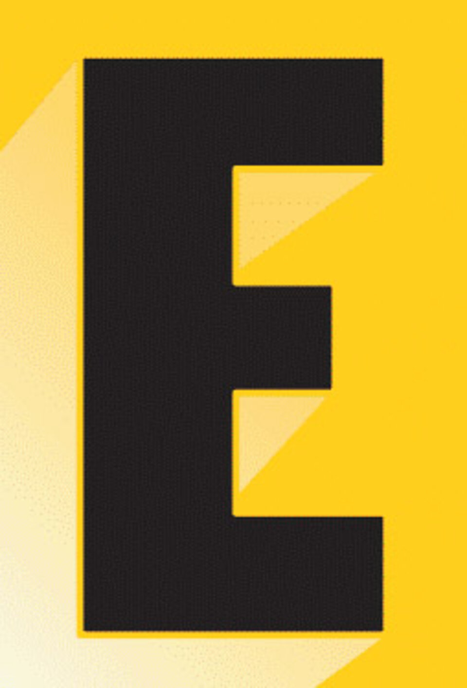 Bold, black letter "E" on a yellow background
