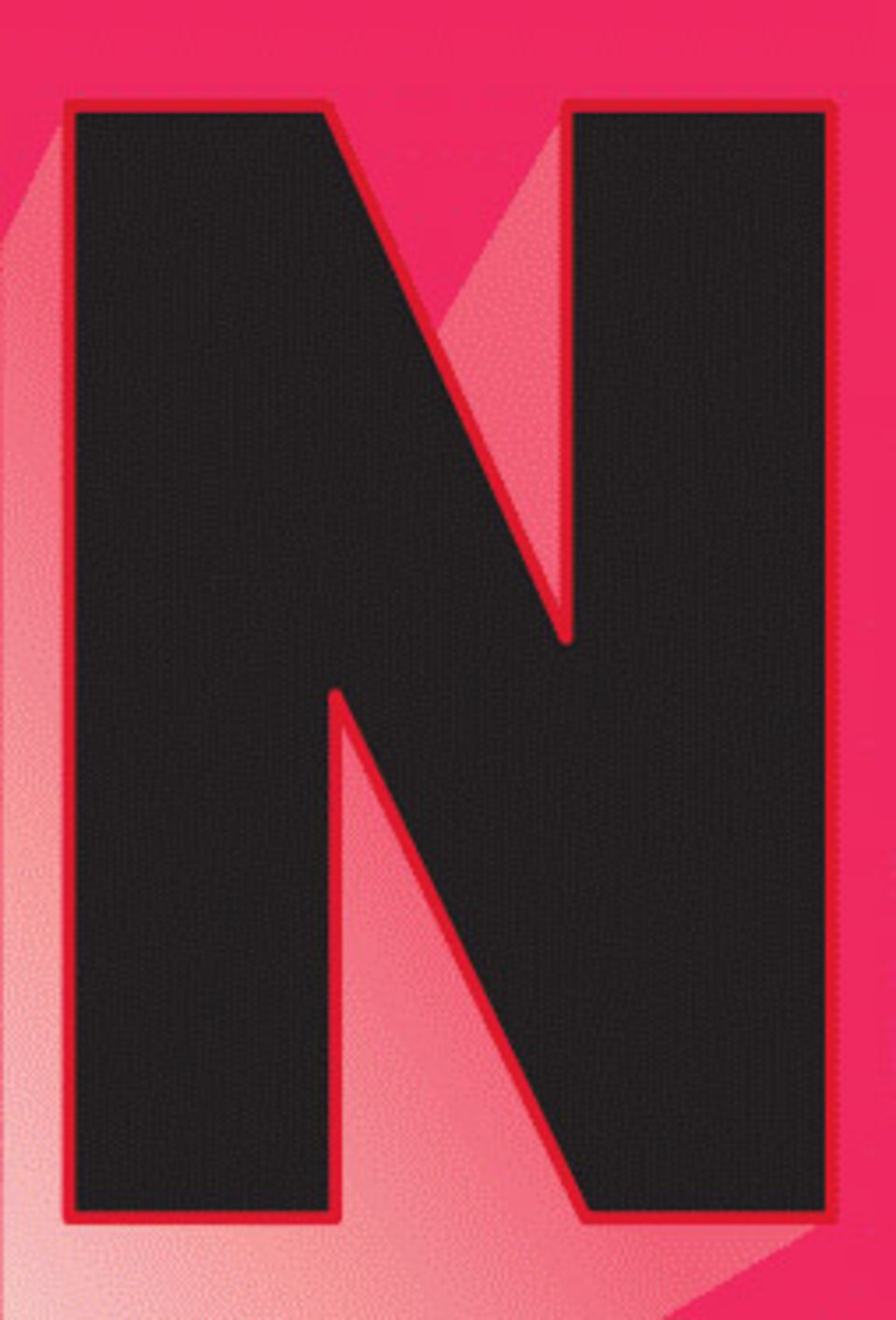 Bold, black letter "N" on a hot pink background