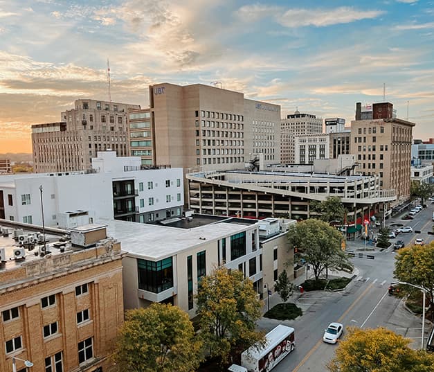 Rooftop view of downtown Lincoln.