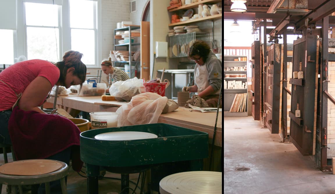 a montage of the ceramics workspaces.