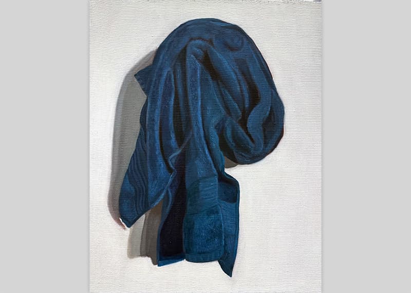 a painting of a towel hung on a wall.