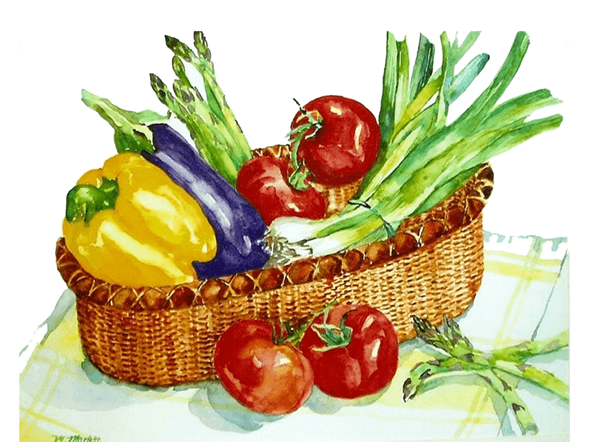 Icon of watercolor fresh vegetables