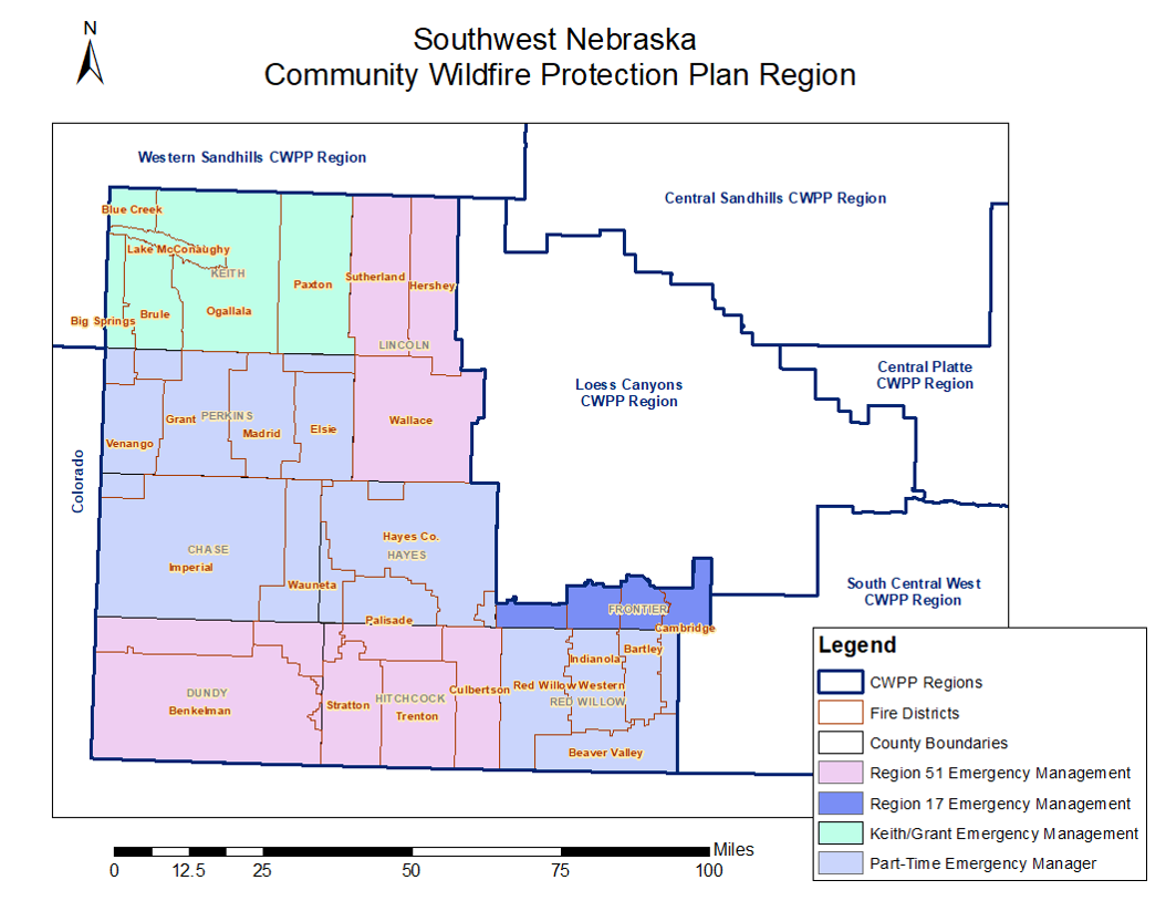 Southwest Nebraska Community Wildfire Protection Plan Map.