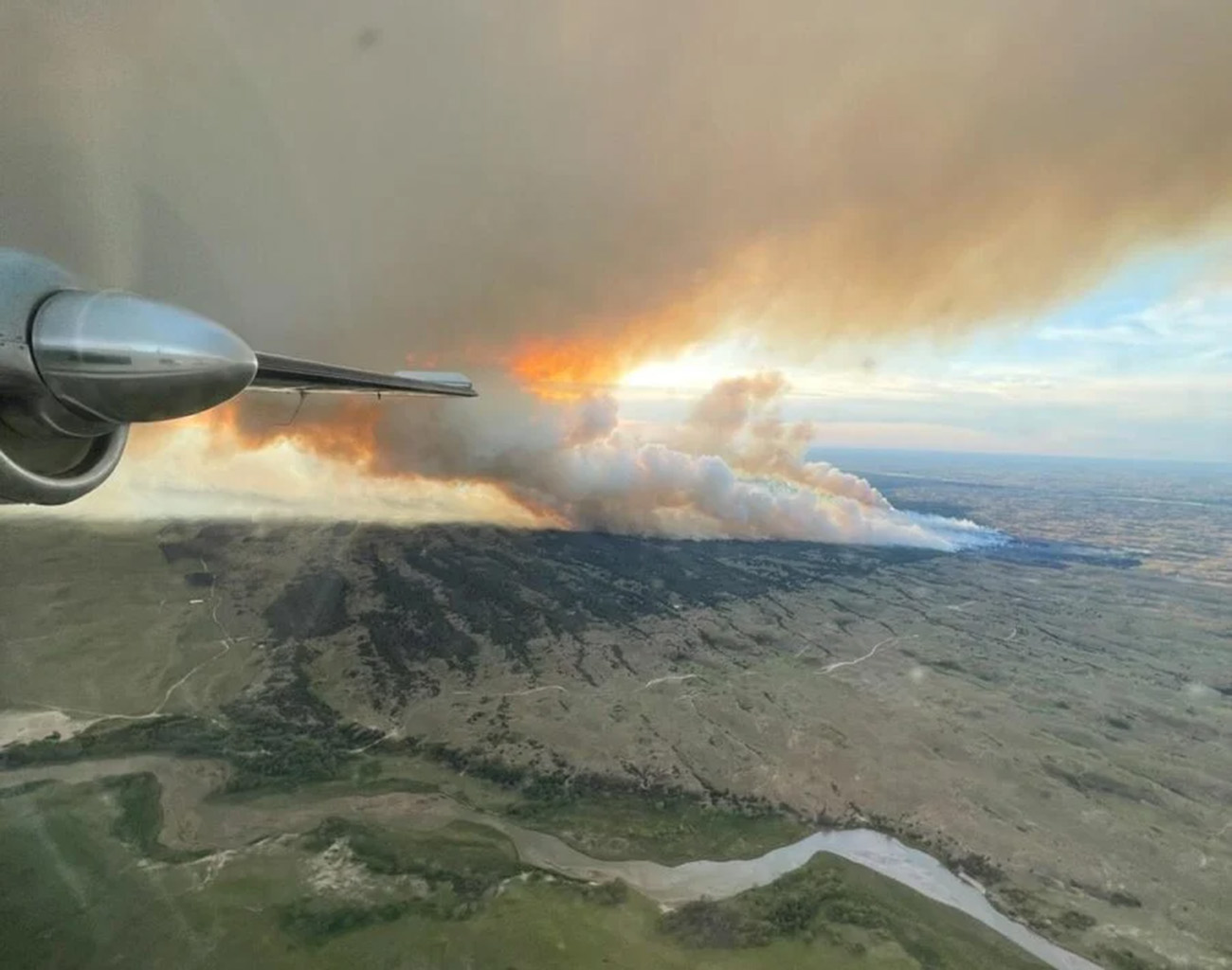 An aerial view of a Nebraska fire