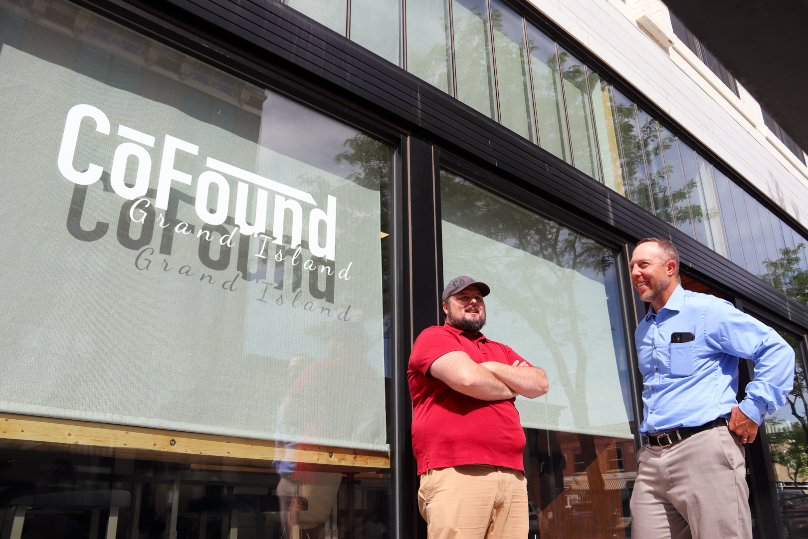 Shawn Kaskie Meets with founder of Co-Found in Grand Island. Photo by Russell Shaffer