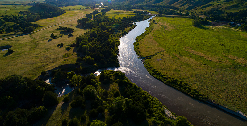 Aerial view of the Niobrara River.