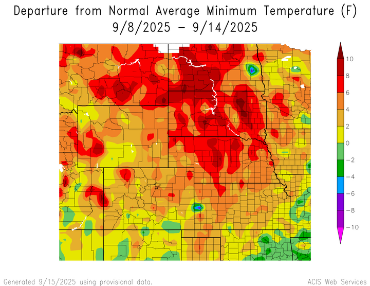 Map of the High Plains region showing the drought index 