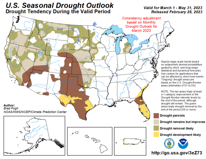 Seasonal drought outlook for the United States