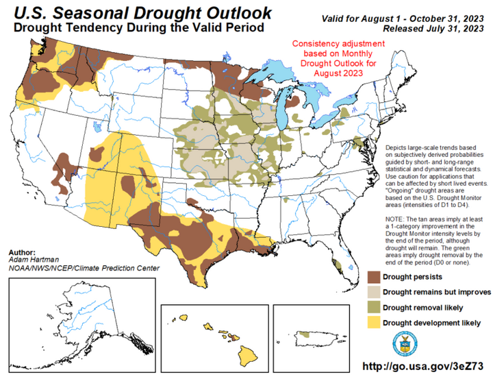 Seasonal drought outlook for the United States