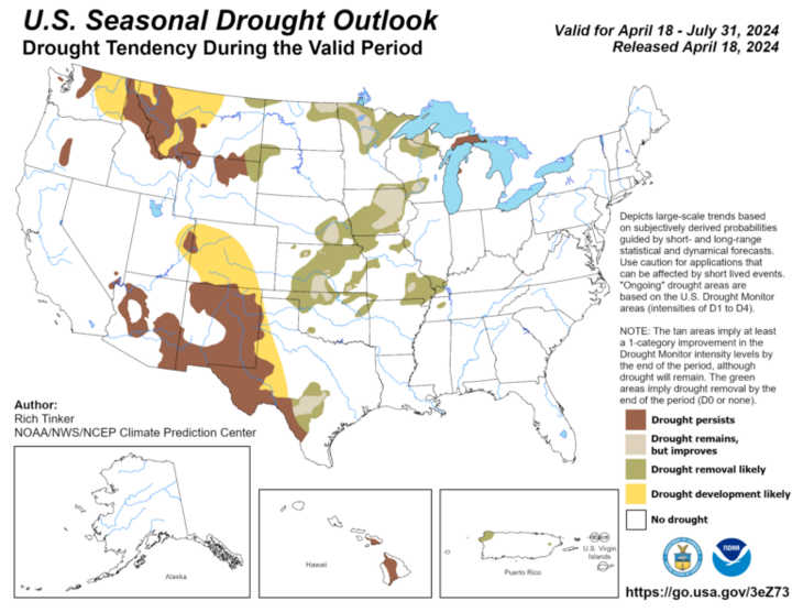Seasonal drought outlook for the United States