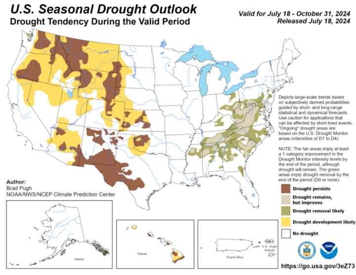 Seasonal drought outlook for the United States