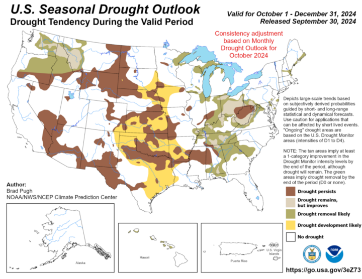Seasonal drought outlook for the United States