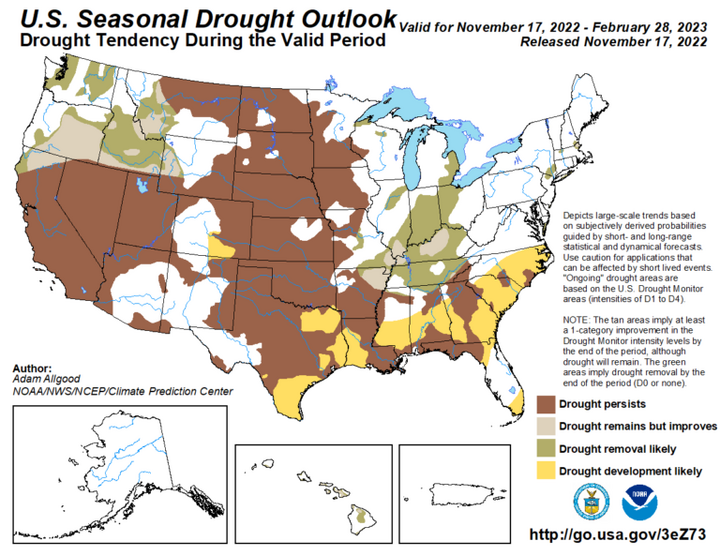 Seasonal drought outlook for the United States