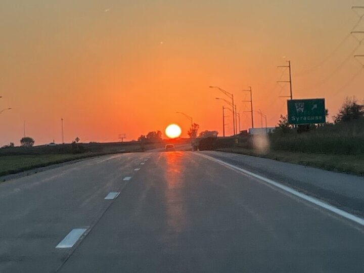 Hazy sunset in Nebraska due to lingering smoke