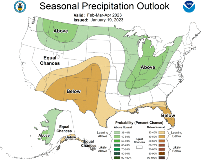 Seasonal precipitation outlook for the United States