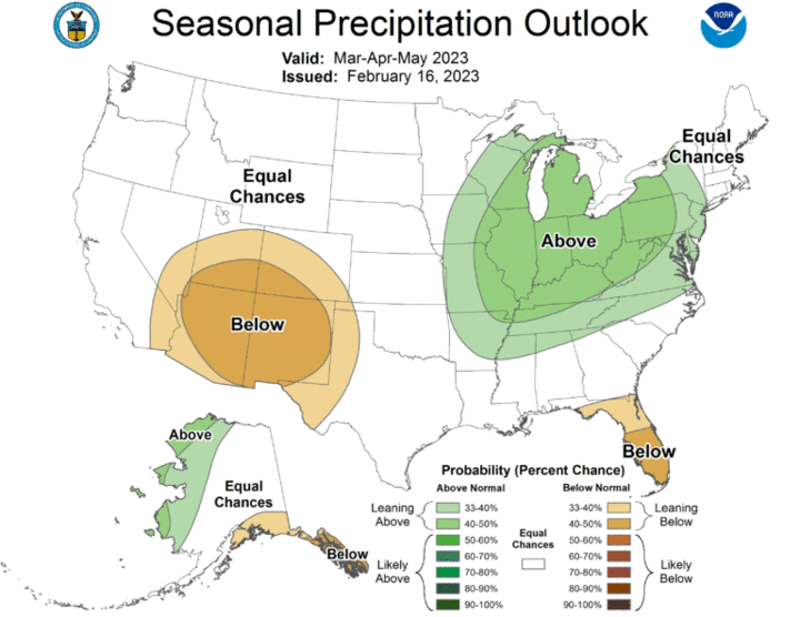 Seasonal precipitation outlook for the United States