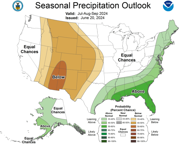 Seasonal precipitation outlook for the United States