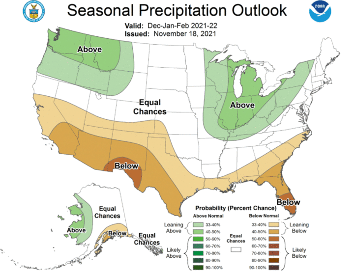 Seasonal precipitation outlook for the United States