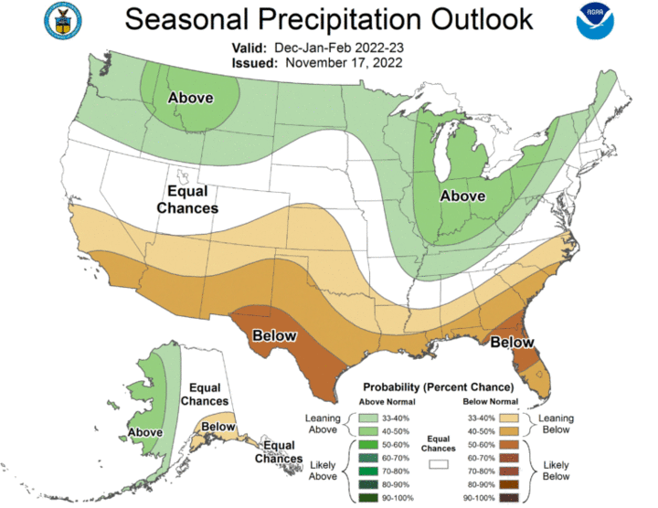 Seasonal precipitation outlook for the United States
