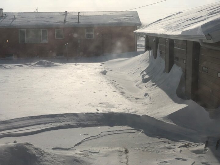 Snowdrifts inside the Rosebud Reservation in South Dakota