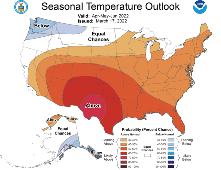 Seasonal temperature outlook for the United States