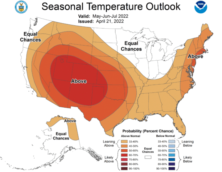 Seasonal temperature outlook for the United States