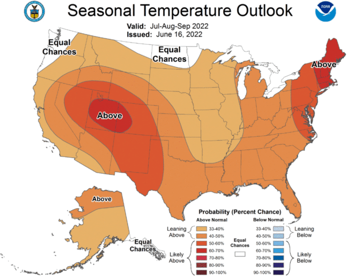 Seasonal temperature outlook for the United States