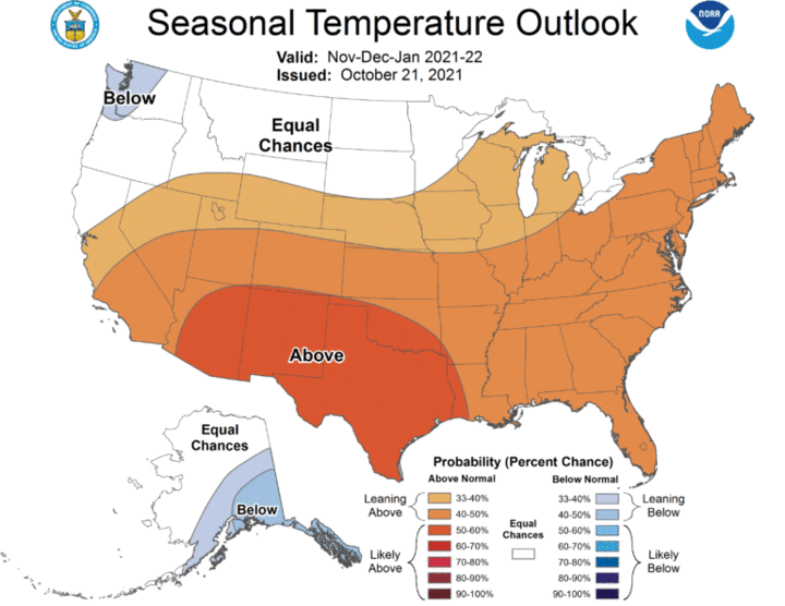 Seasonal temperature outlook for the United States