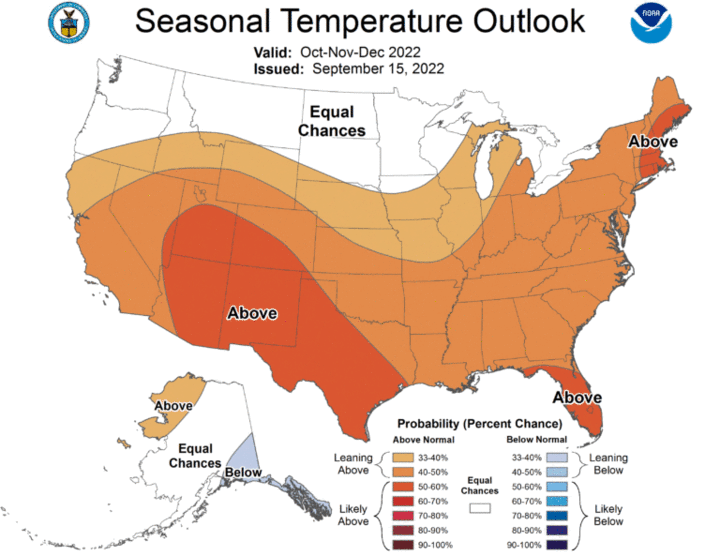 Seasonal temperature outlook for the United States
