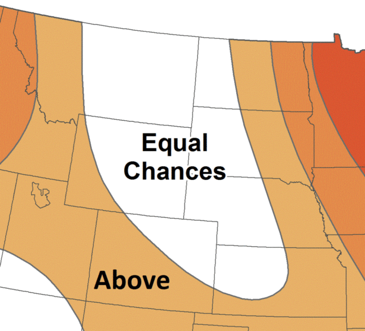 Seasonal temperature outlook for the High Plains region