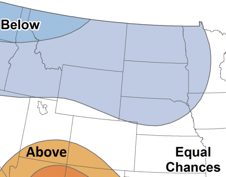 Seasonal temperature outlook for the High Plains region