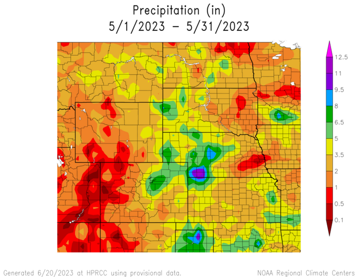 Total precipitation in the High Plains region