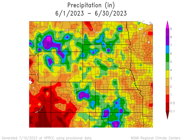 Total precipitation in the High Plains region