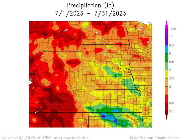 Total precipitation in the High Plains region