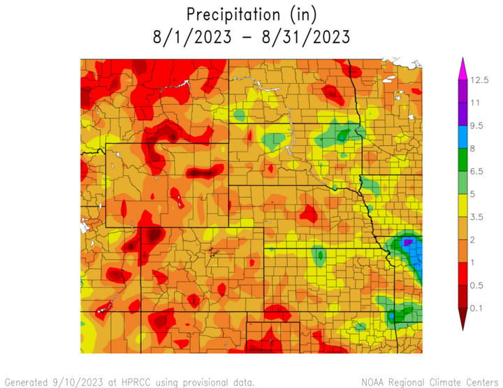 Total precipitation in the High Plains region